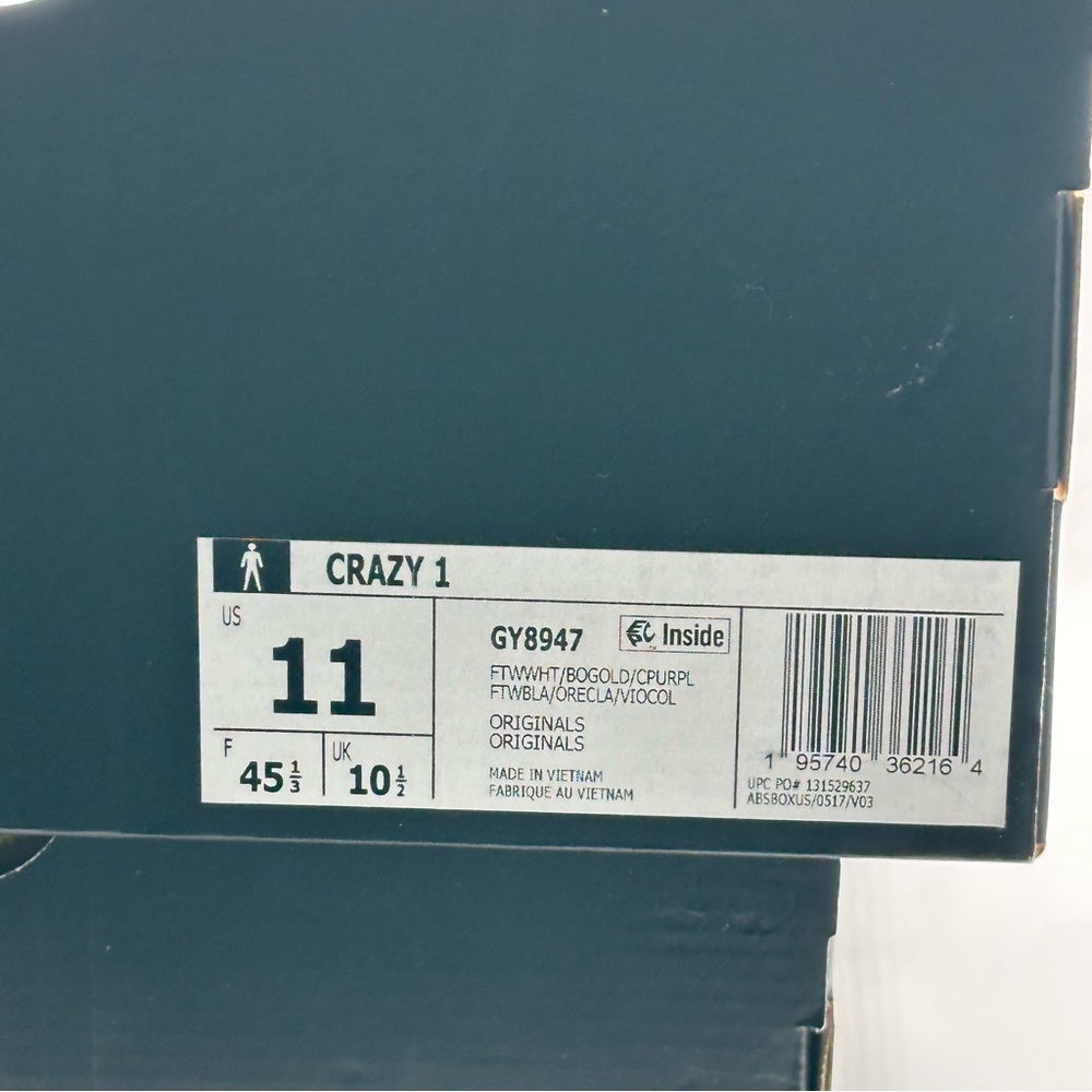 Men’s Adidas Crazy 1 'Lakers Home' 2022 GY8947 Kobe Bryant Basketball Shoes - Picture 15 of 15